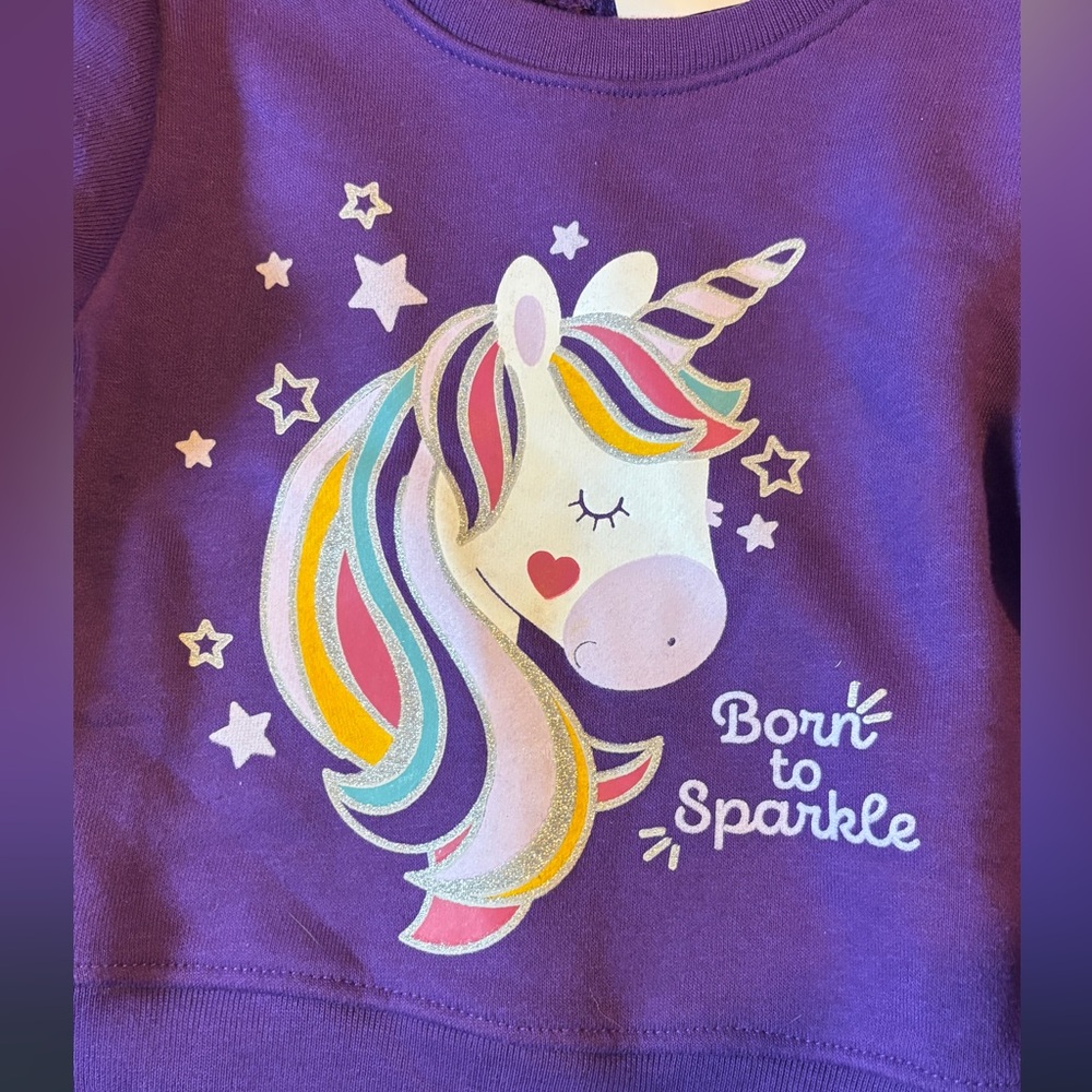 Garanimals Purple Unicorn Sweatshirt new size 12 months - Picture 2 of 4